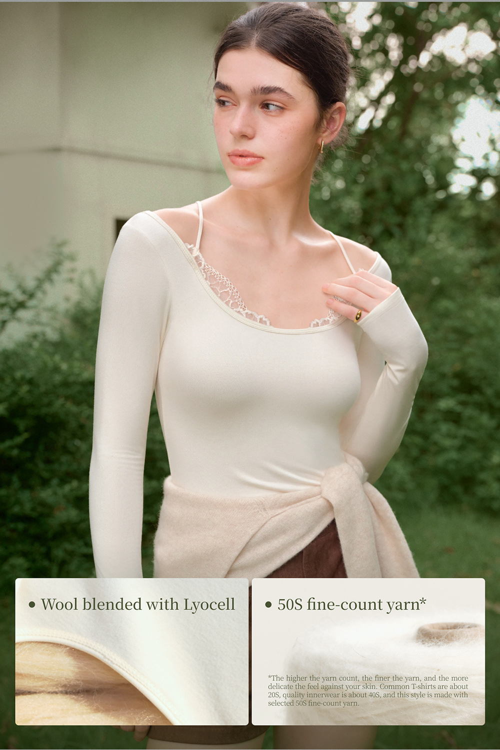 2 in 1 Lace Spliced Thermal Underwear