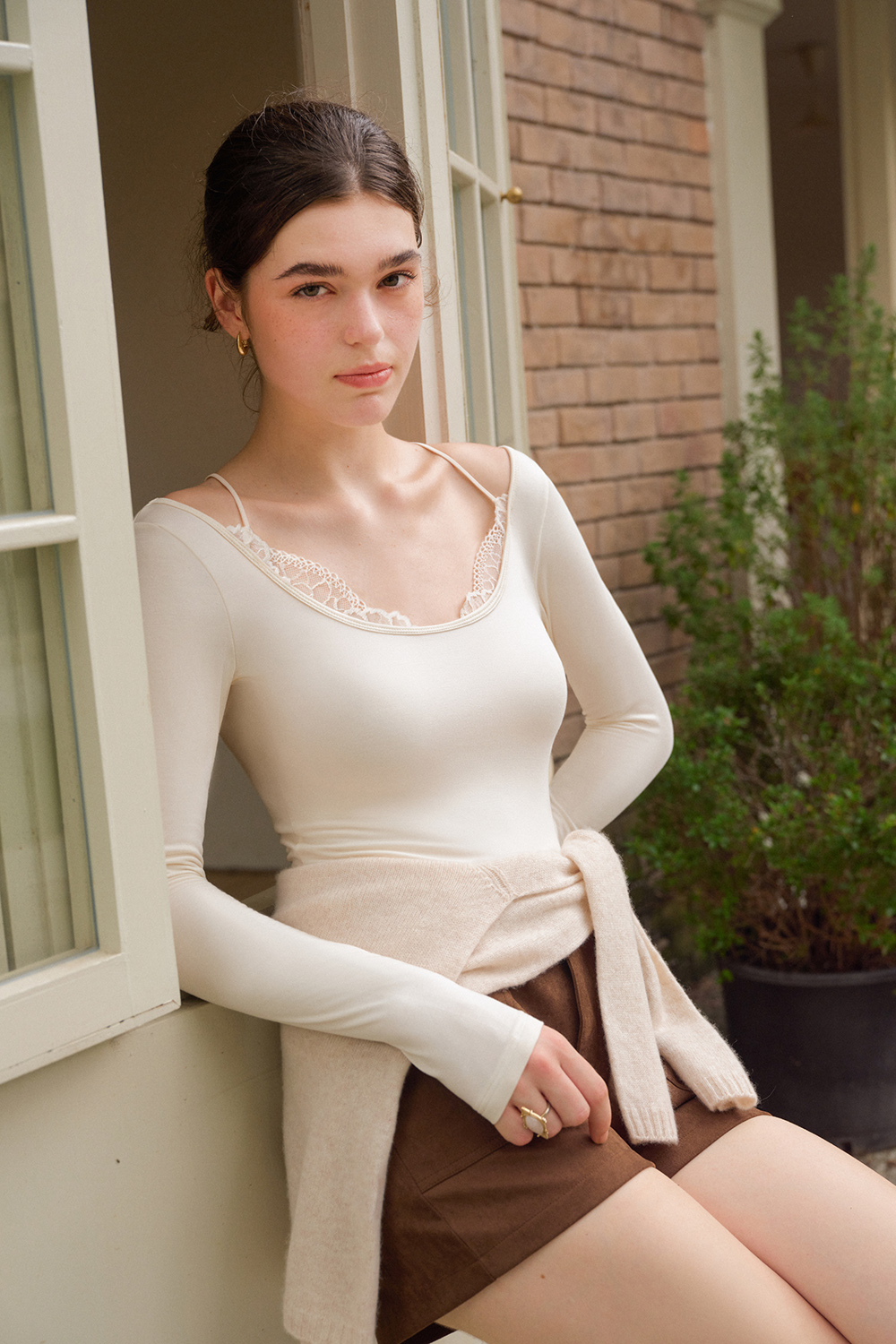 2 in 1 Lace Spliced Thermal Underwear