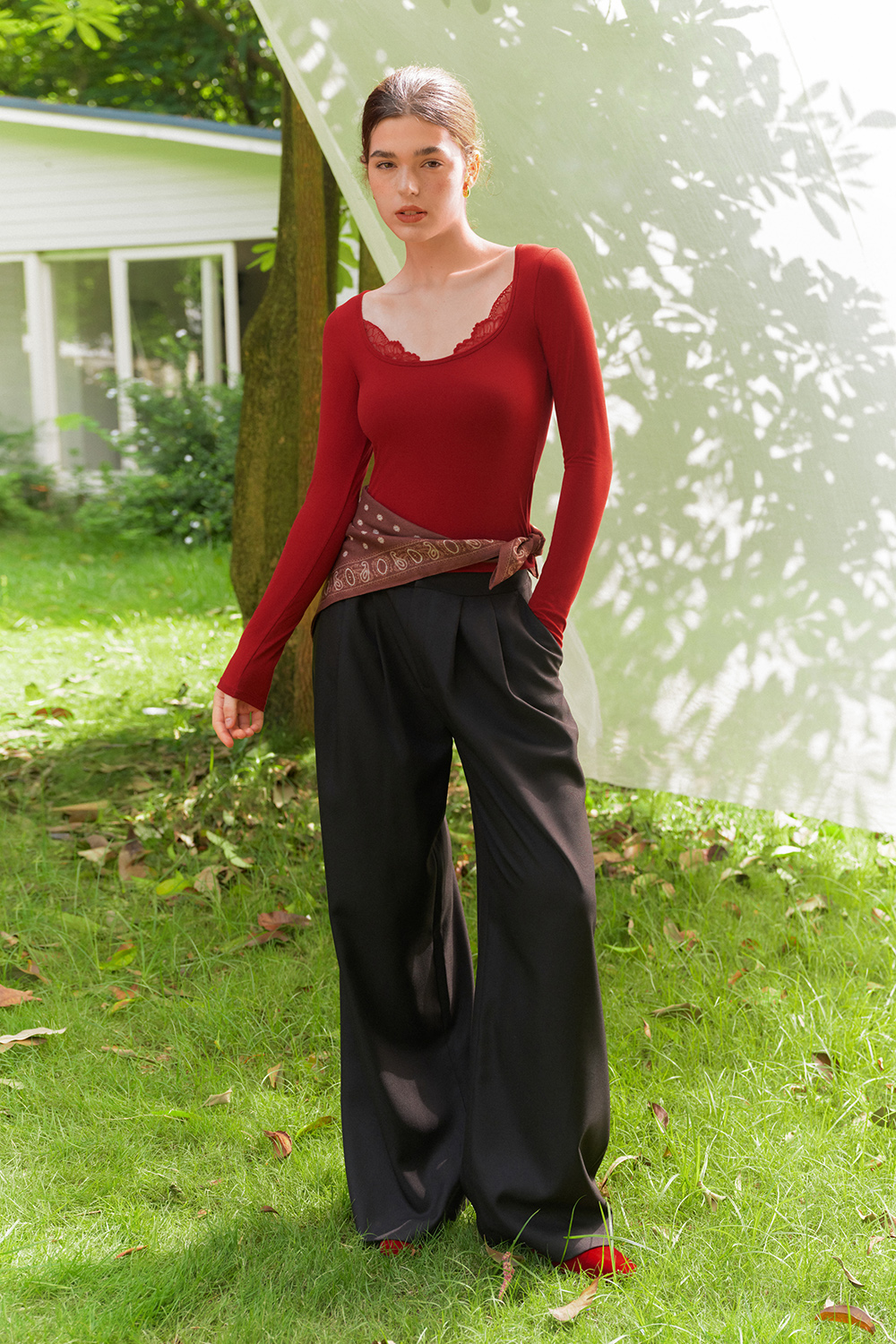 Square Neck Long Sleeve Thermal Tops