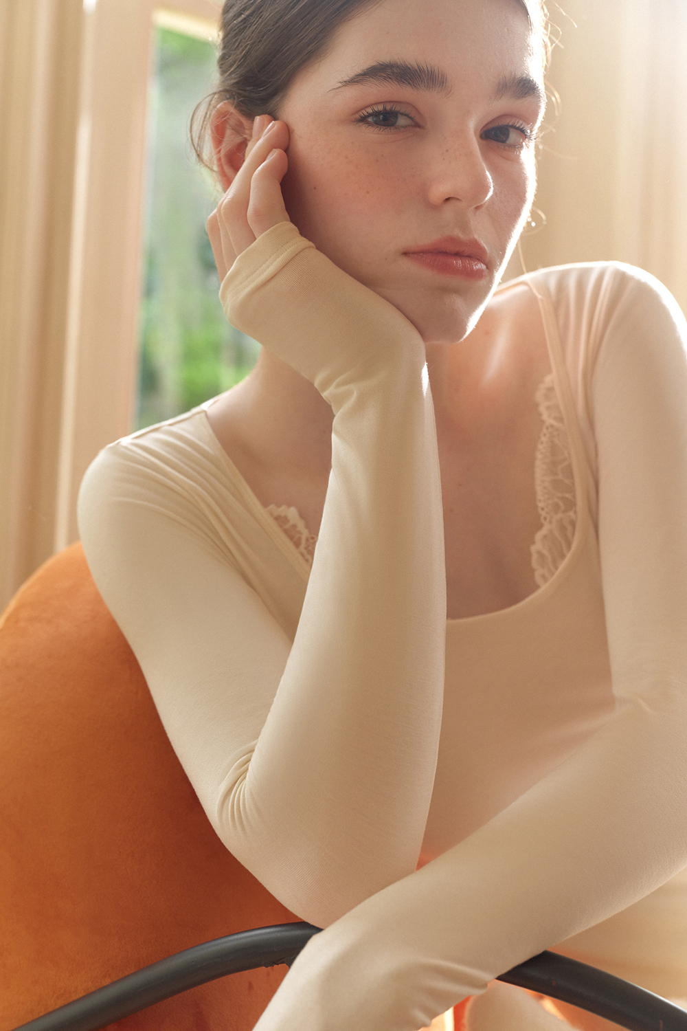 Square Neck Long Sleeve Thermal Tops