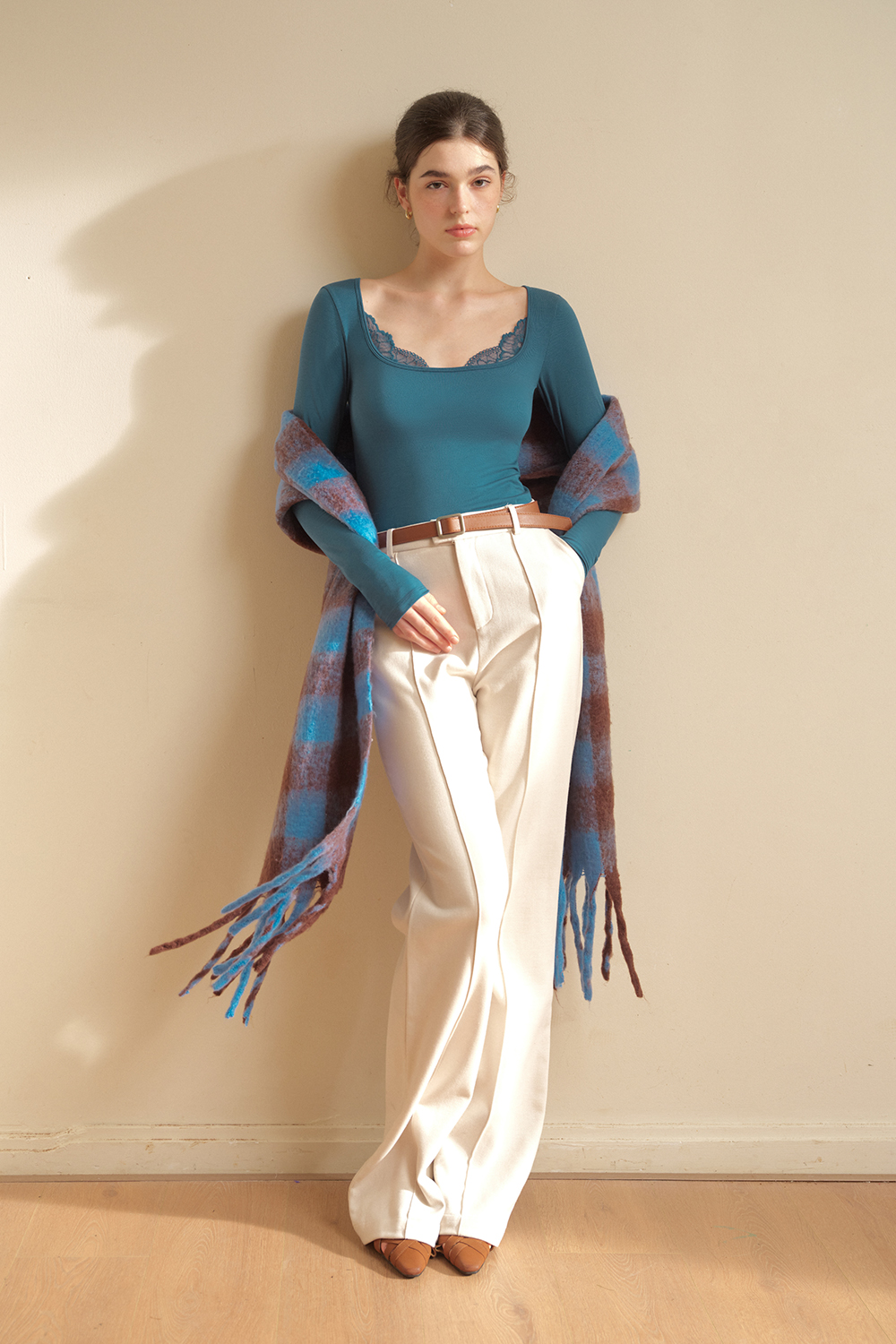 Square Neck Long Sleeve Thermal Tops