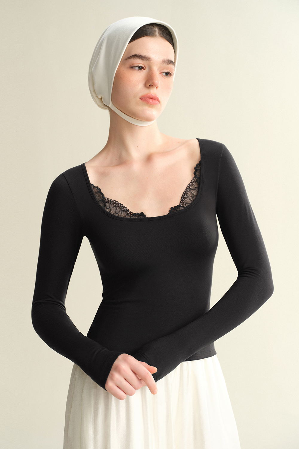 Square Neck Long Sleeve Thermal Tops