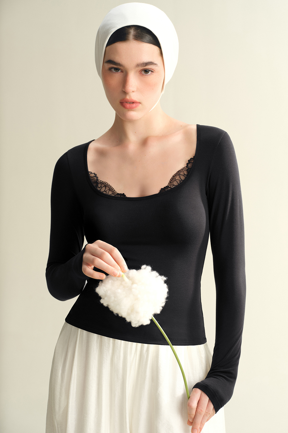 Square Neck Long Sleeve Thermal Tops