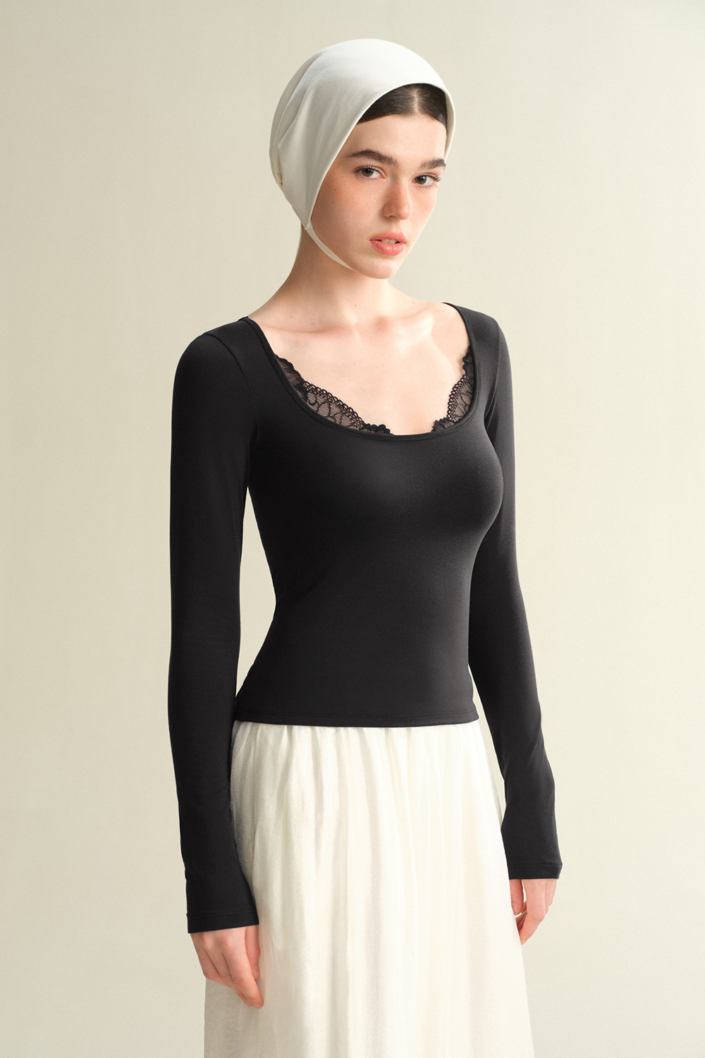 Square Neck Long Sleeve Thermal Tops