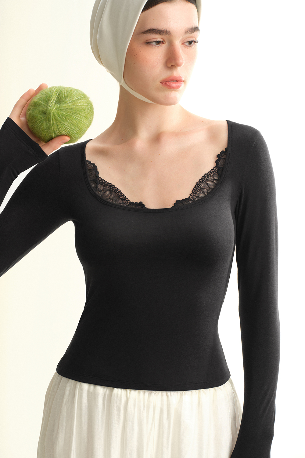 Square Neck Long Sleeve Thermal Tops