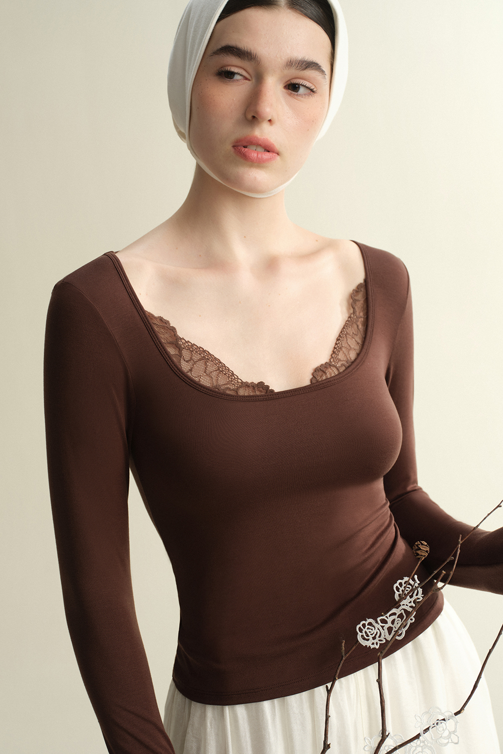 Square Neck Long Sleeve Thermal Tops