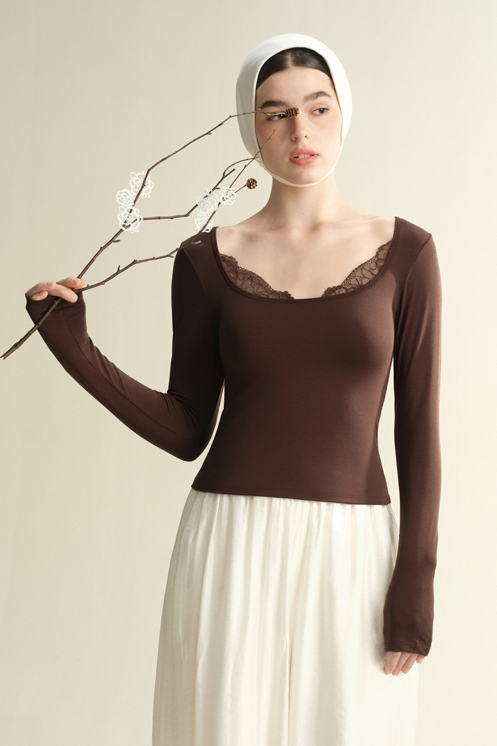 Square Neck Long Sleeve Thermal Tops