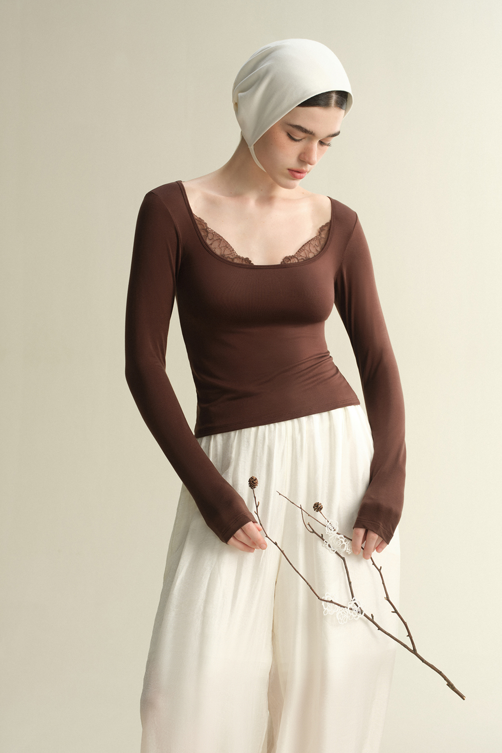 Square Neck Long Sleeve Thermal Tops