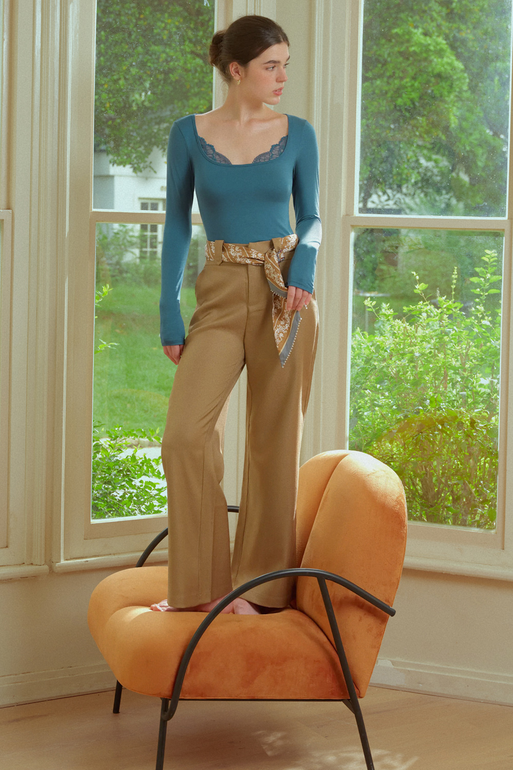 Square Neck Long Sleeve Thermal Tops