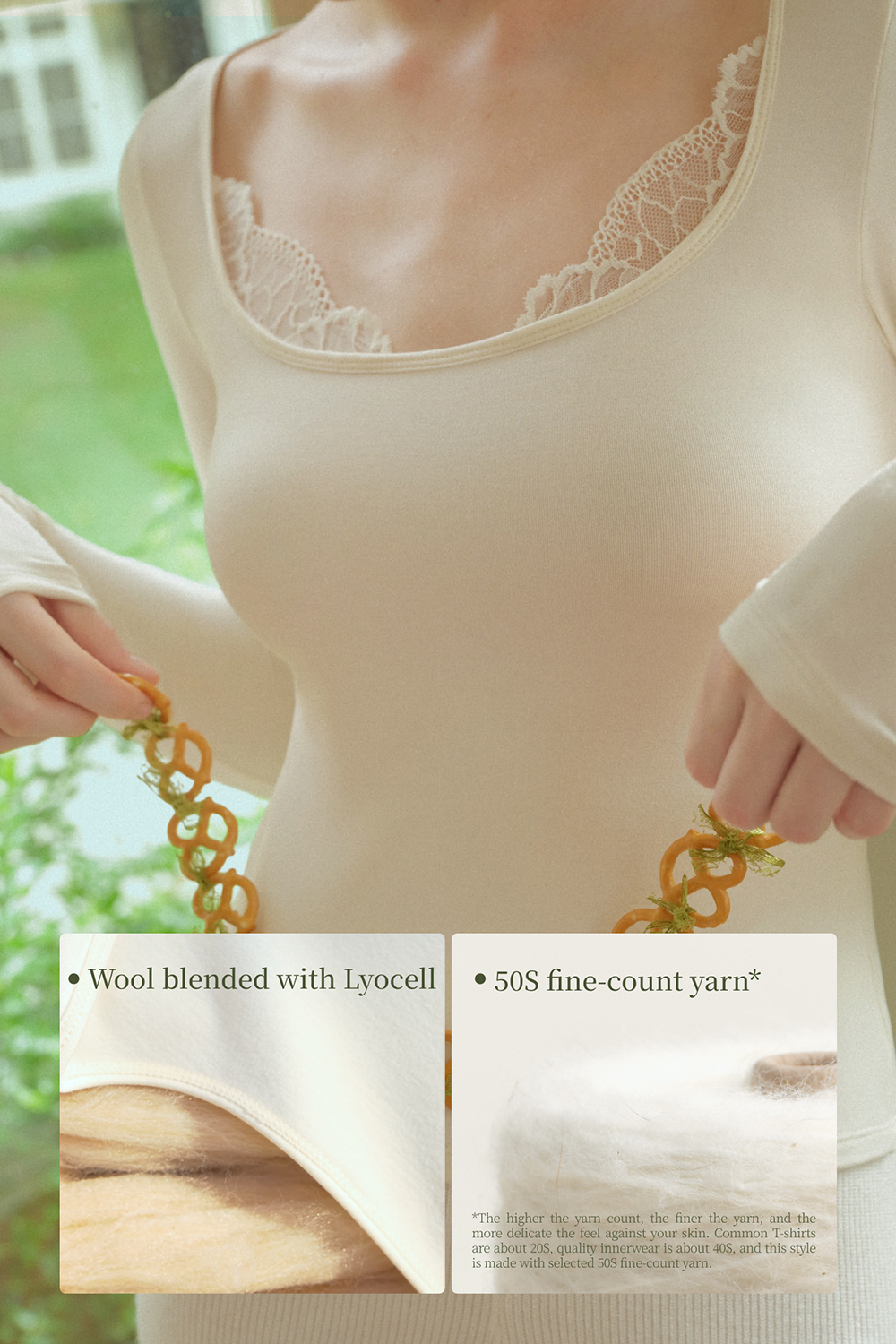 Square Neck Long Sleeve Thermal Tops