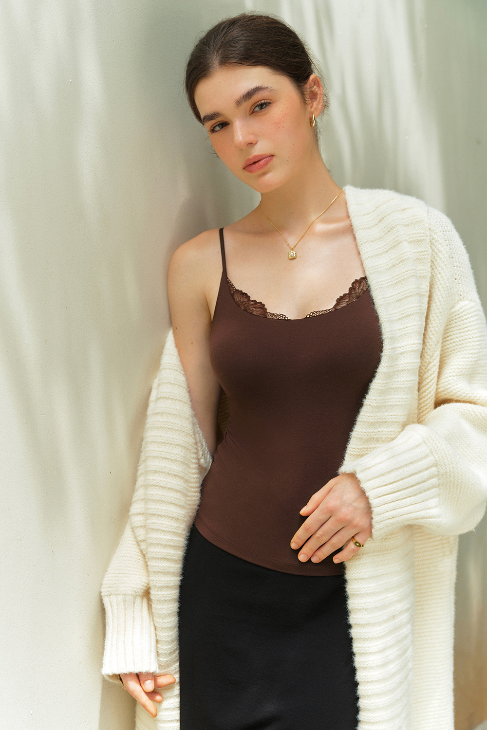 Lace Splicing Sleeveless Thermal Tank Tops