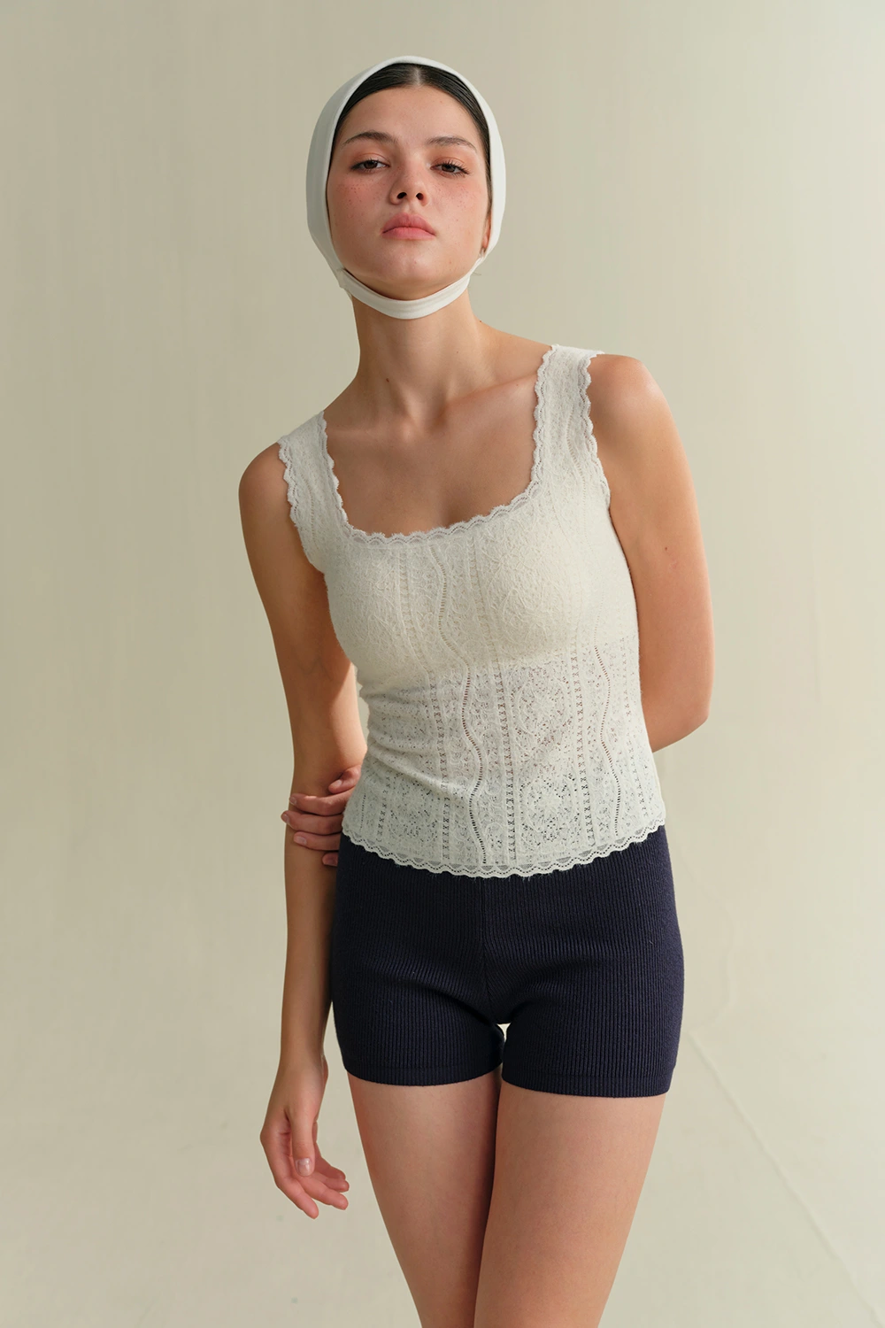 Sleeveless Square Collar Lace Thermal Underwear Vest Tops