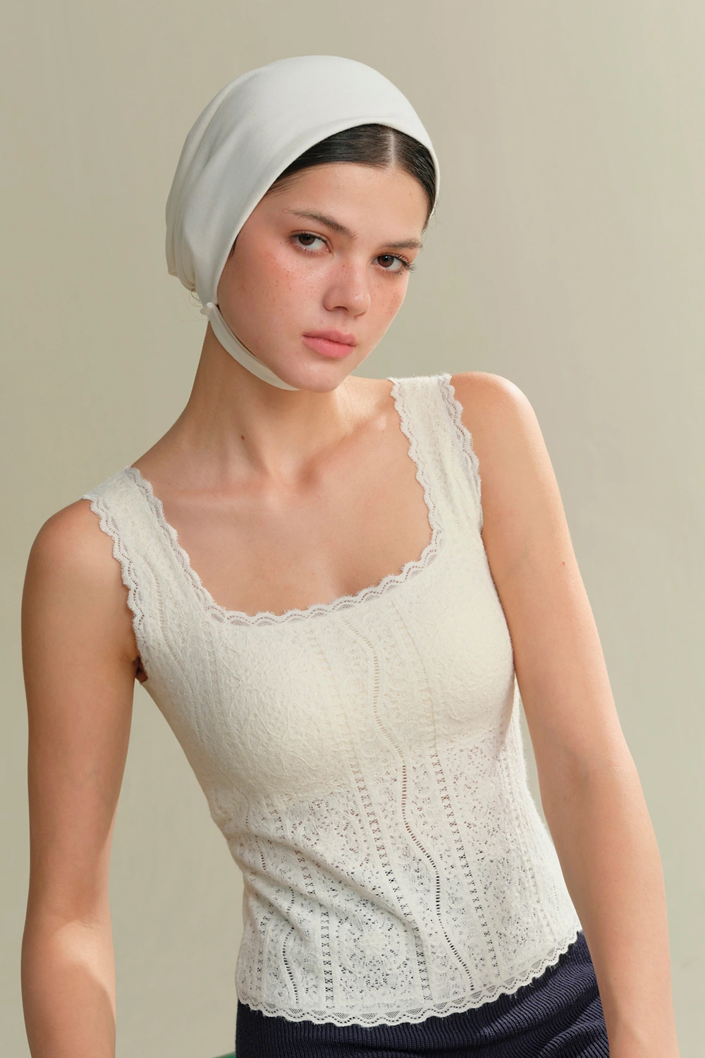 Sleeveless Square Collar Lace Thermal Underwear Vest Tops