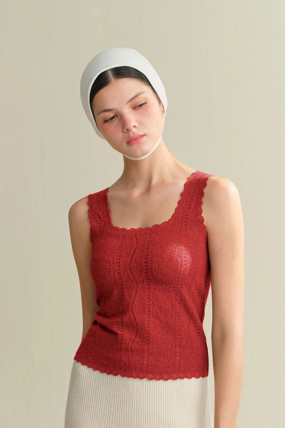 Sleeveless Square Collar Lace Thermal Underwear Vest Tops