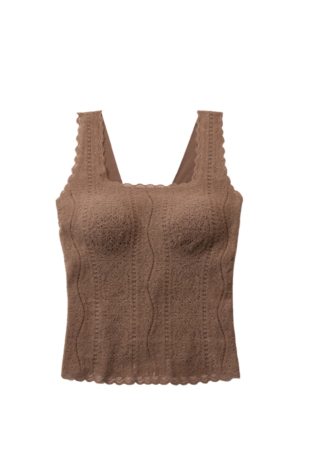 Sleeveless Square Collar Lace Thermal Underwear Vest Tops