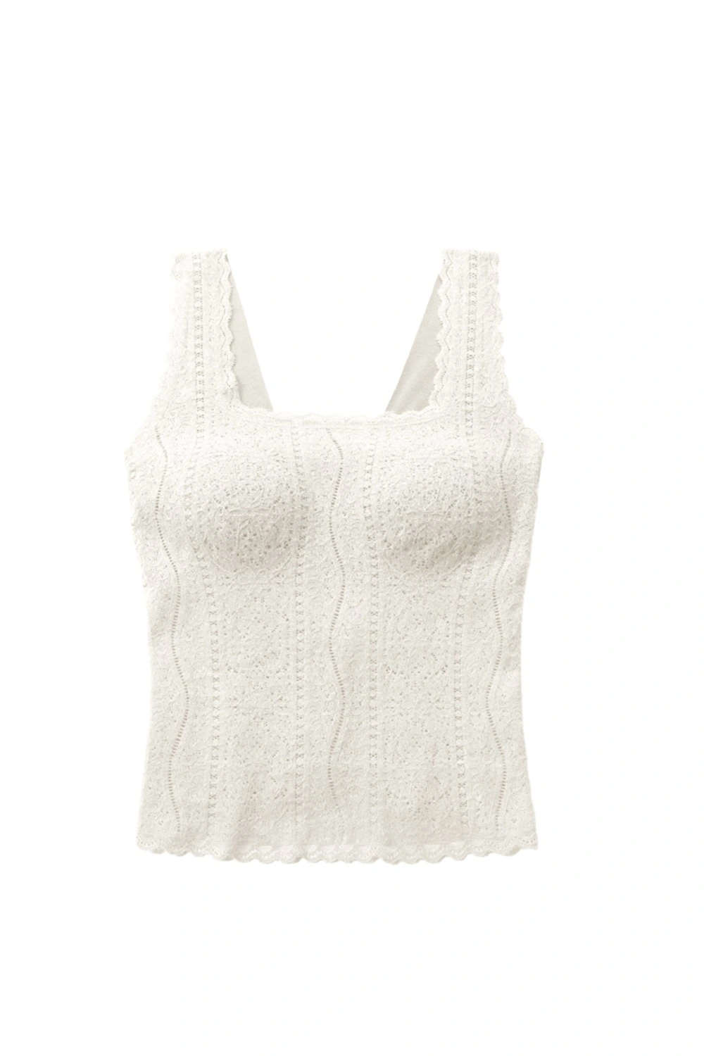 Sleeveless Square Collar Lace Thermal Underwear Vest Tops