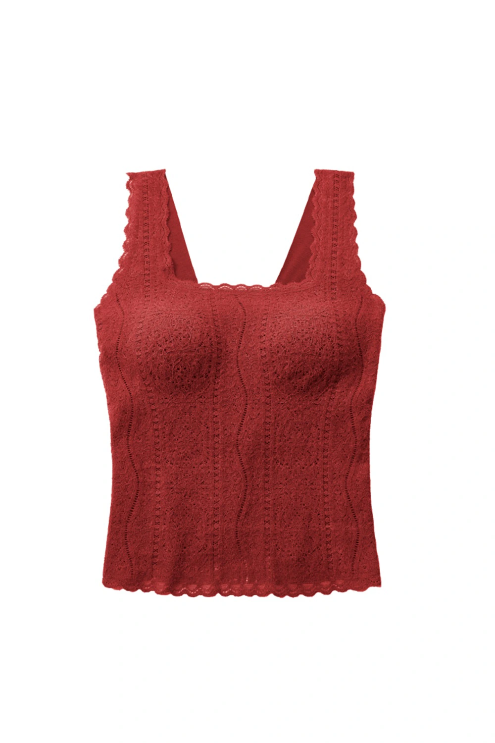 Sleeveless Square Collar Lace Thermal Underwear Vest Tops