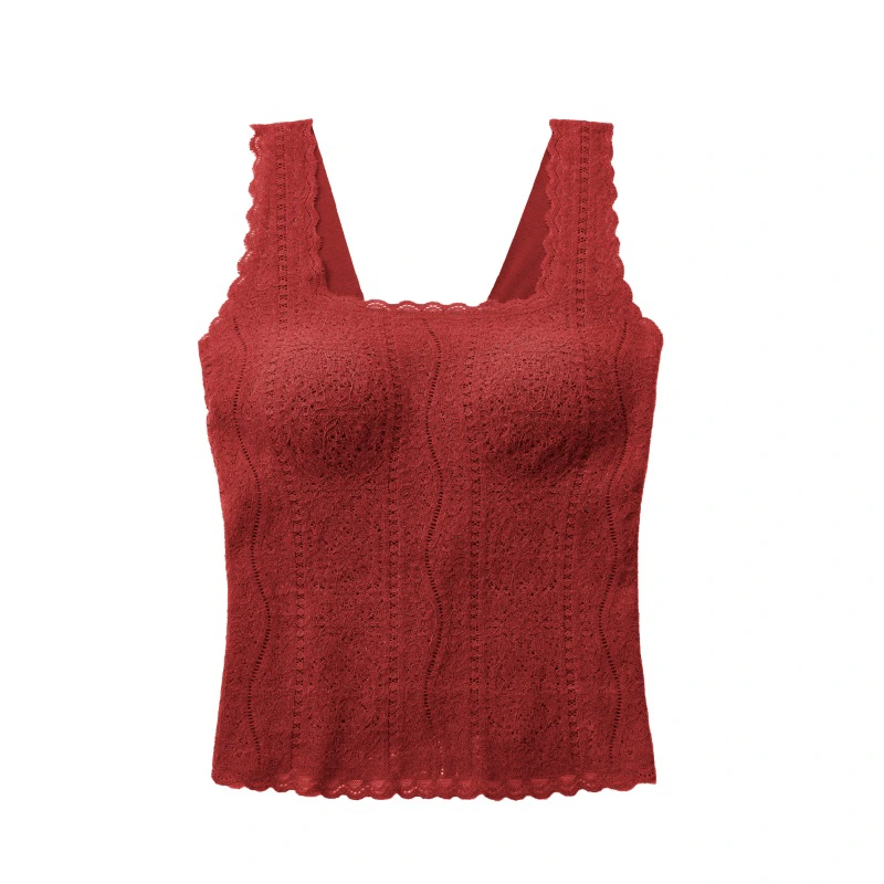 Sleeveless Square Collar Lace Thermal Underwear Vest Tops