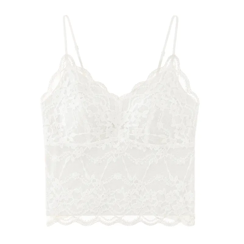 Lace V-Neck Sexy Cami Tops Built-in Bra