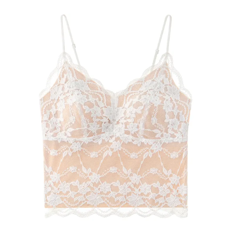 Lace V-Neck Sexy Cami Tops Built-in Bra