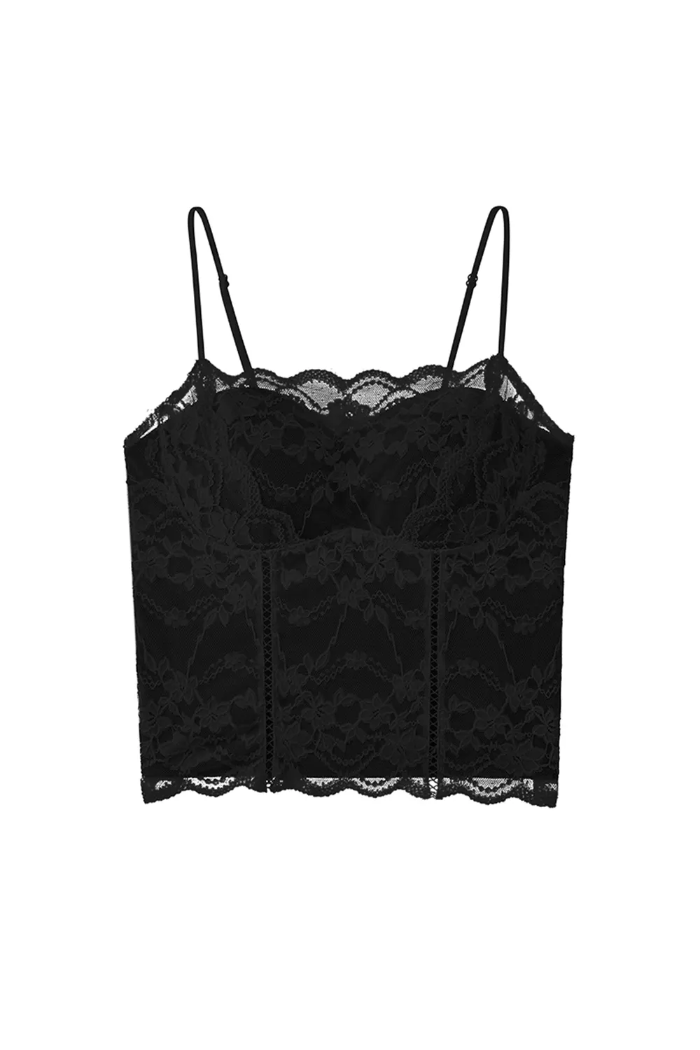Floral Lace Cami Slimming Crop Built-in Bra Tops