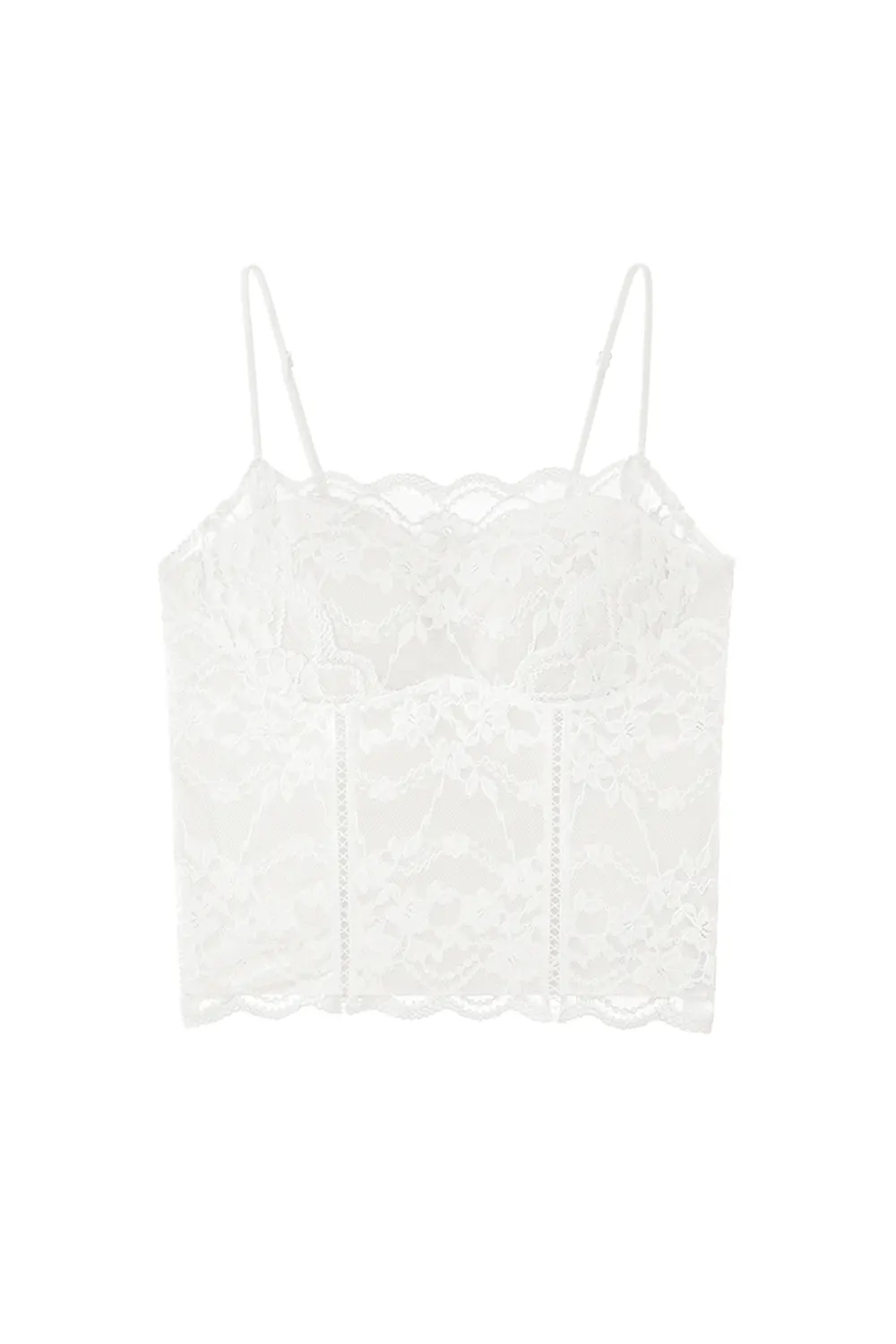 Floral Lace Cami Slimming Crop Built-in Bra Tops