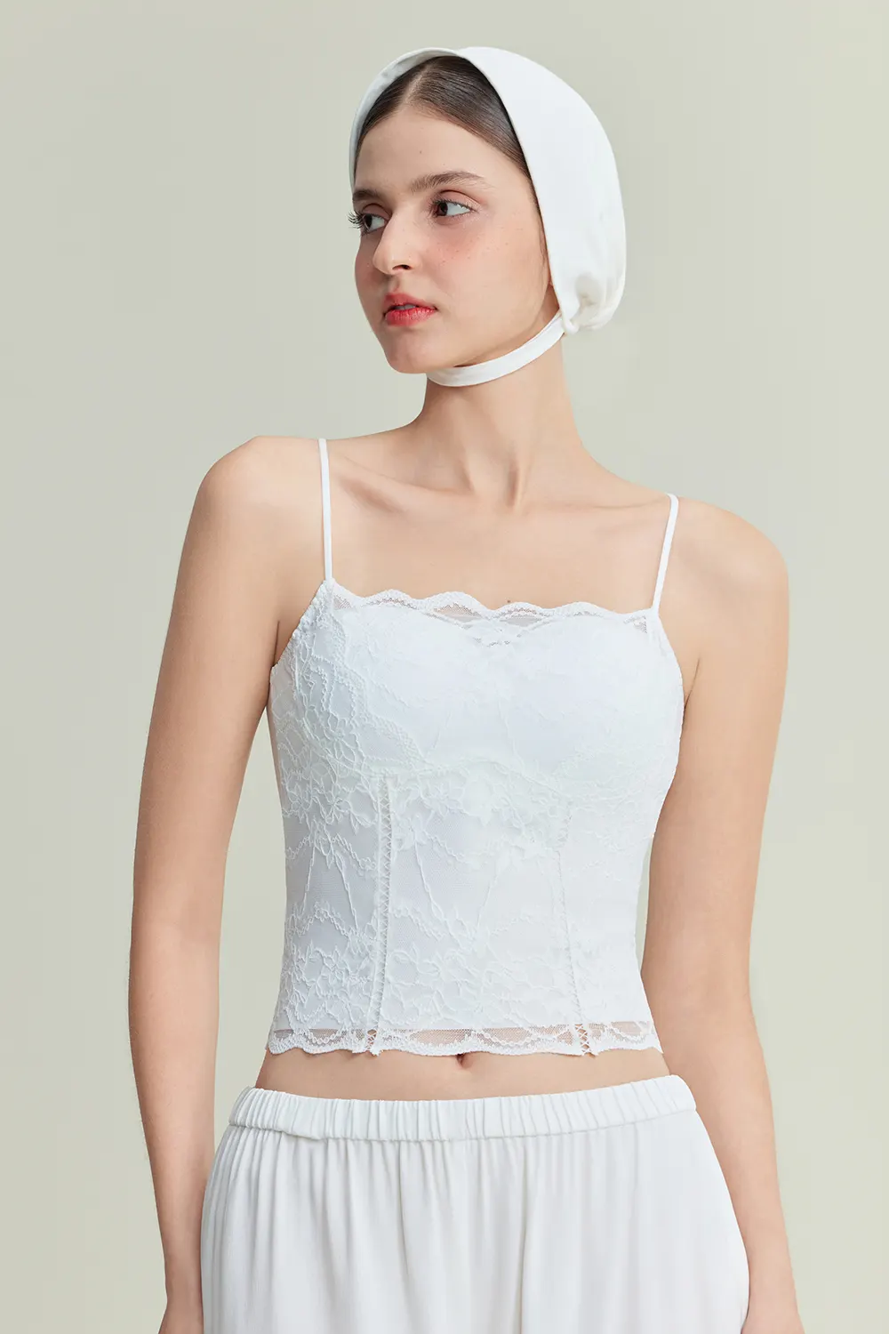 Floral Lace Cami Slimming Crop Built-in Bra Tops