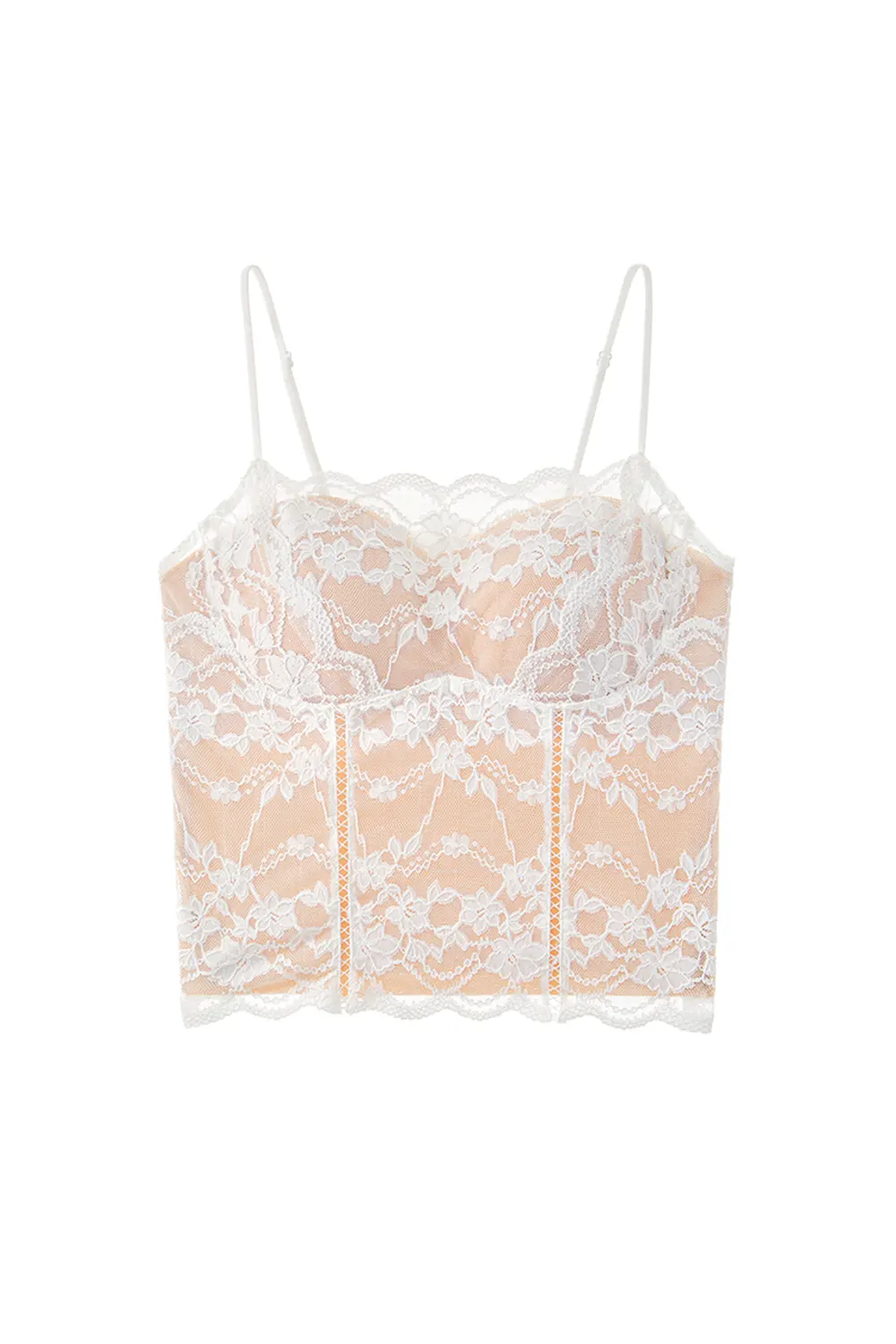 Floral Lace Cami Slimming Crop Built-in Bra Tops