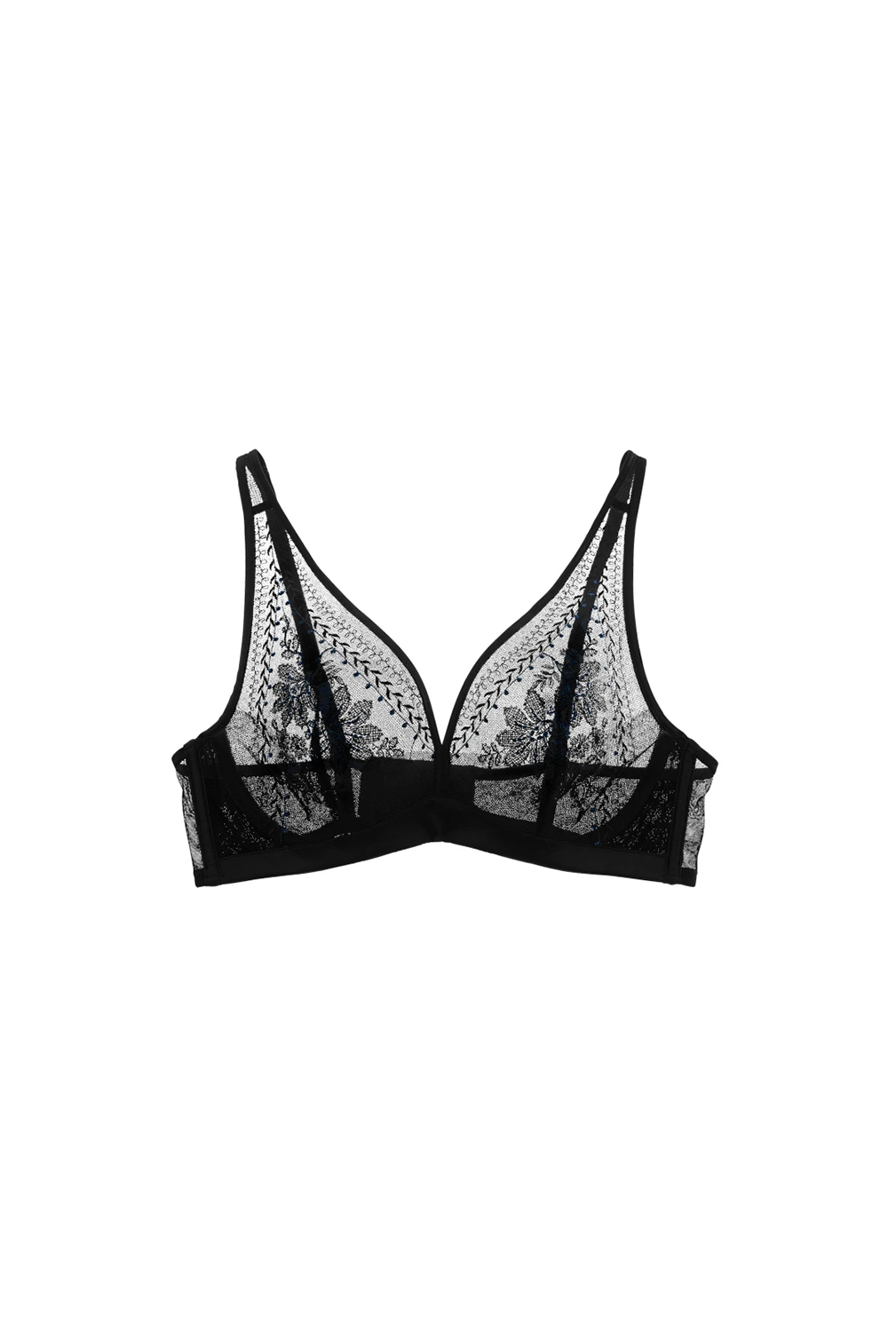 Lace Underwire French Embroidery Plunge Bra