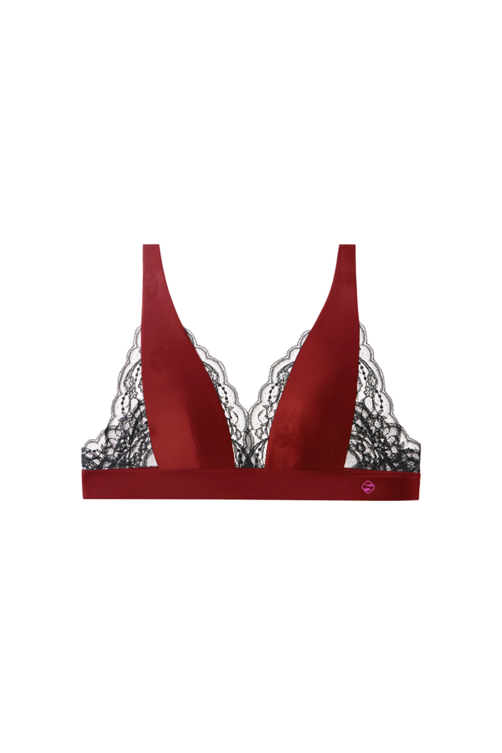 French Lace Patchwork 3/4 Cup Wilreless Plunge Satin Bra