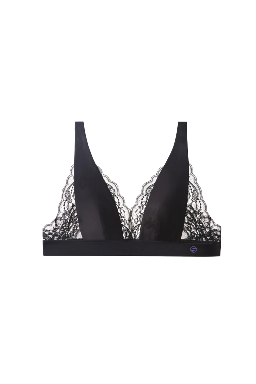French Lace Patchwork 3/4 Cup Wilreless Plunge Satin Bra