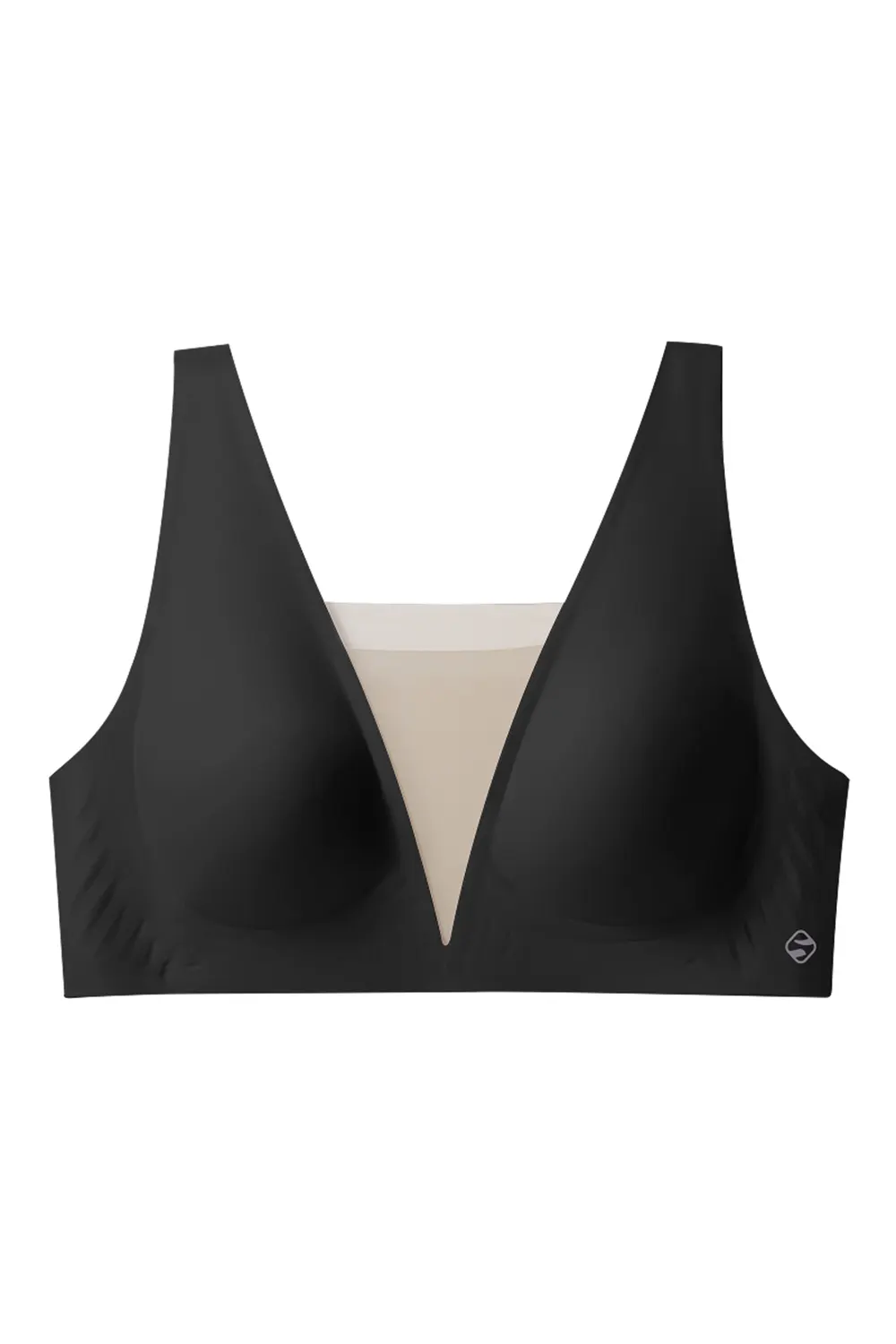 French Wireless Seamless Plung Deep V Mesh Bra