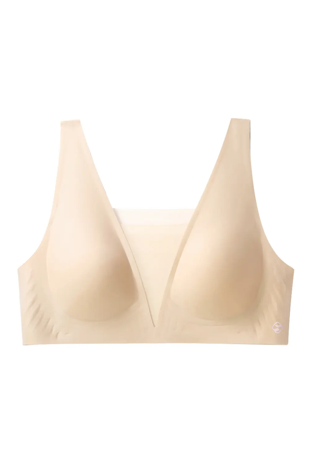 French Wireless Seamless Plung Deep V Mesh Bra