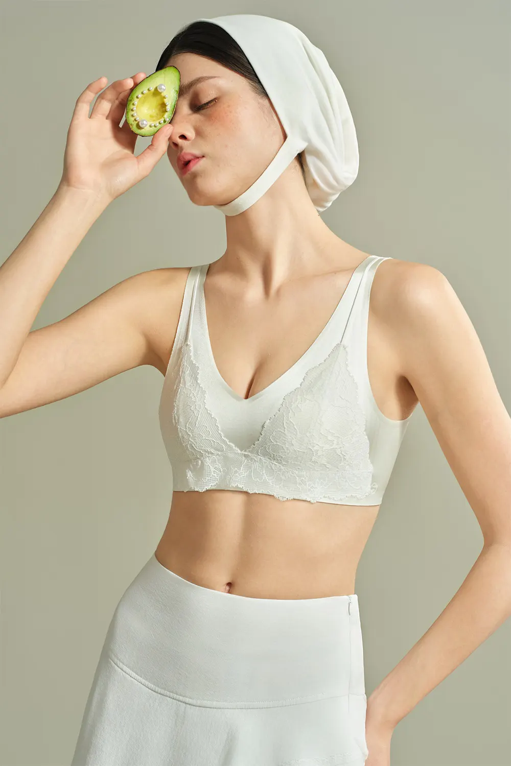 Lace Satin Wireless Plunge Bra