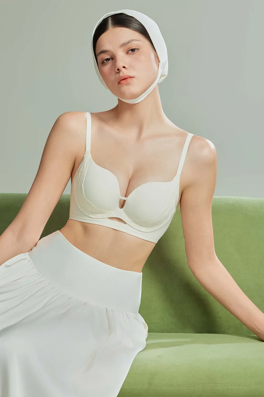Push Up No Underwire Lace Spliced Bra