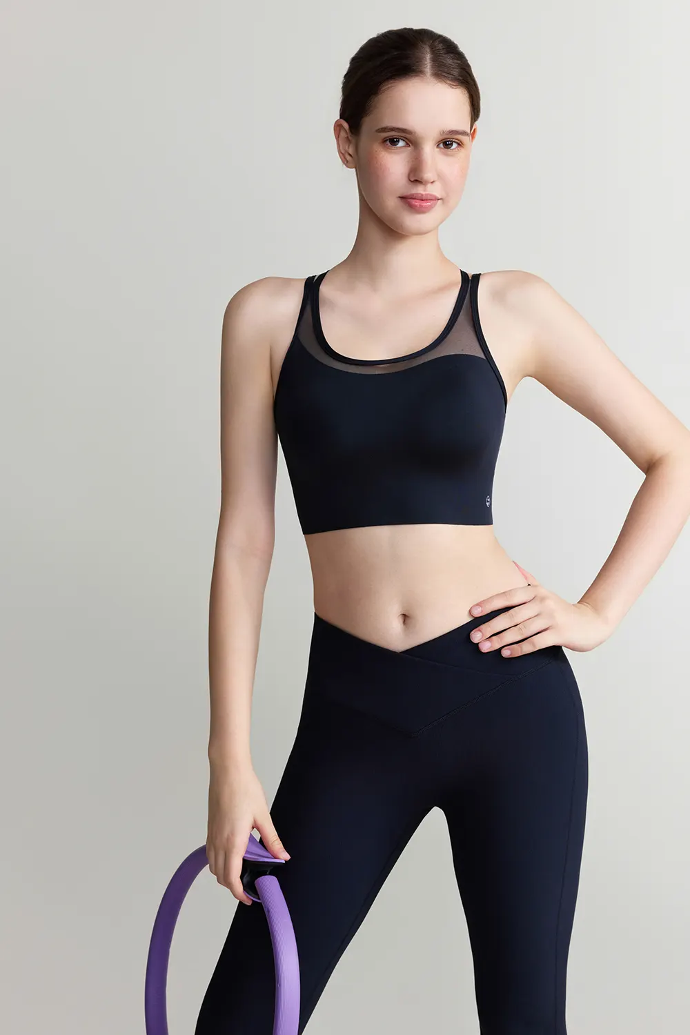 Medium Impact Crisscross Back Mesh Sports Bra