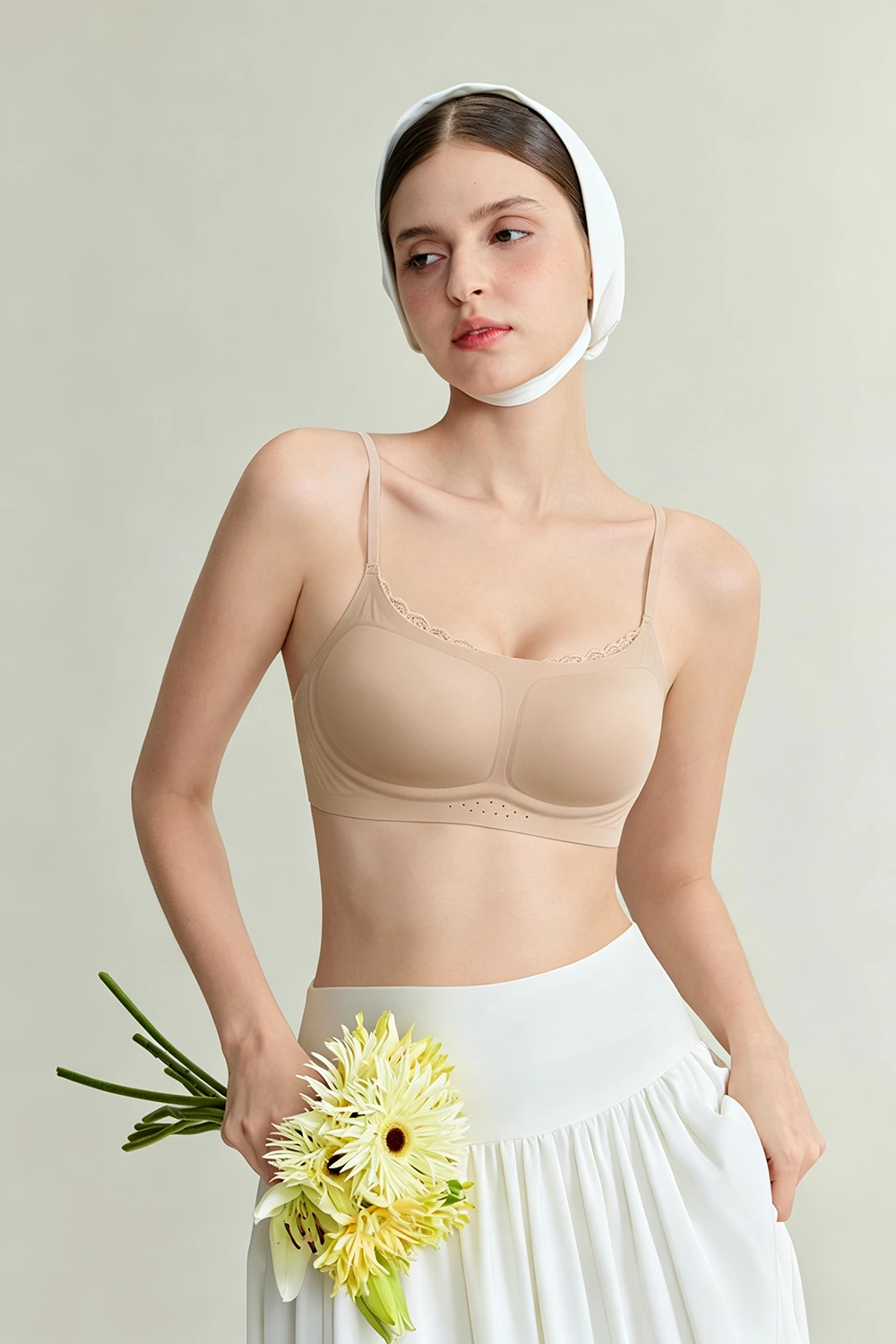 Push Up Square Neck Lace Patchwork Thin Small Chest Bra