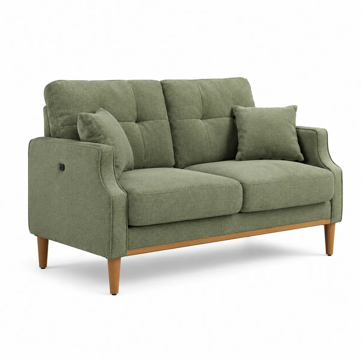Divano 2 posti in tessuto verde con struttura in legno-Hearthglowe