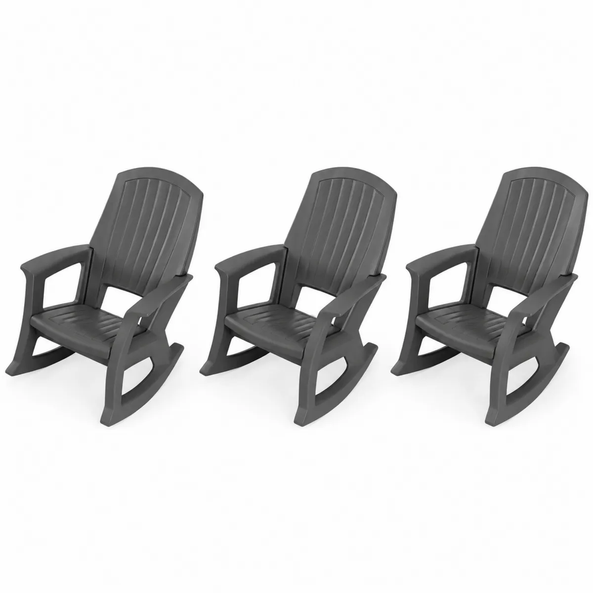 Set di 3 Sedie a Dondolo in Polipropilene Grigio-Hearthglowe