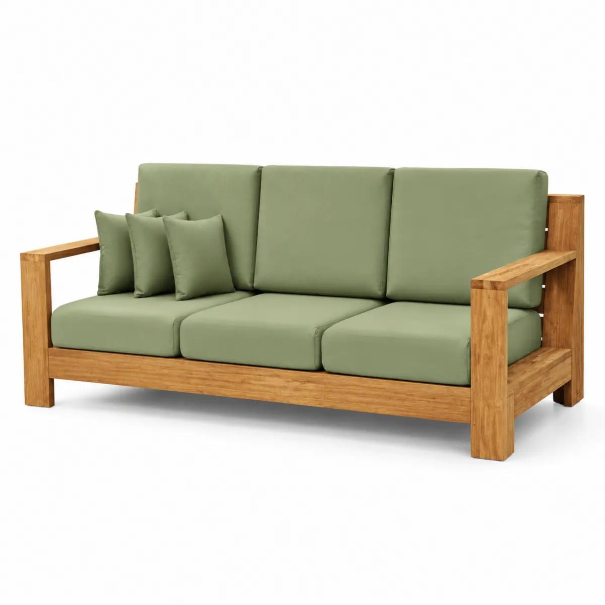 Divano da Giardino in Legno di Teak e Poliestere Verde-Hearthglowe