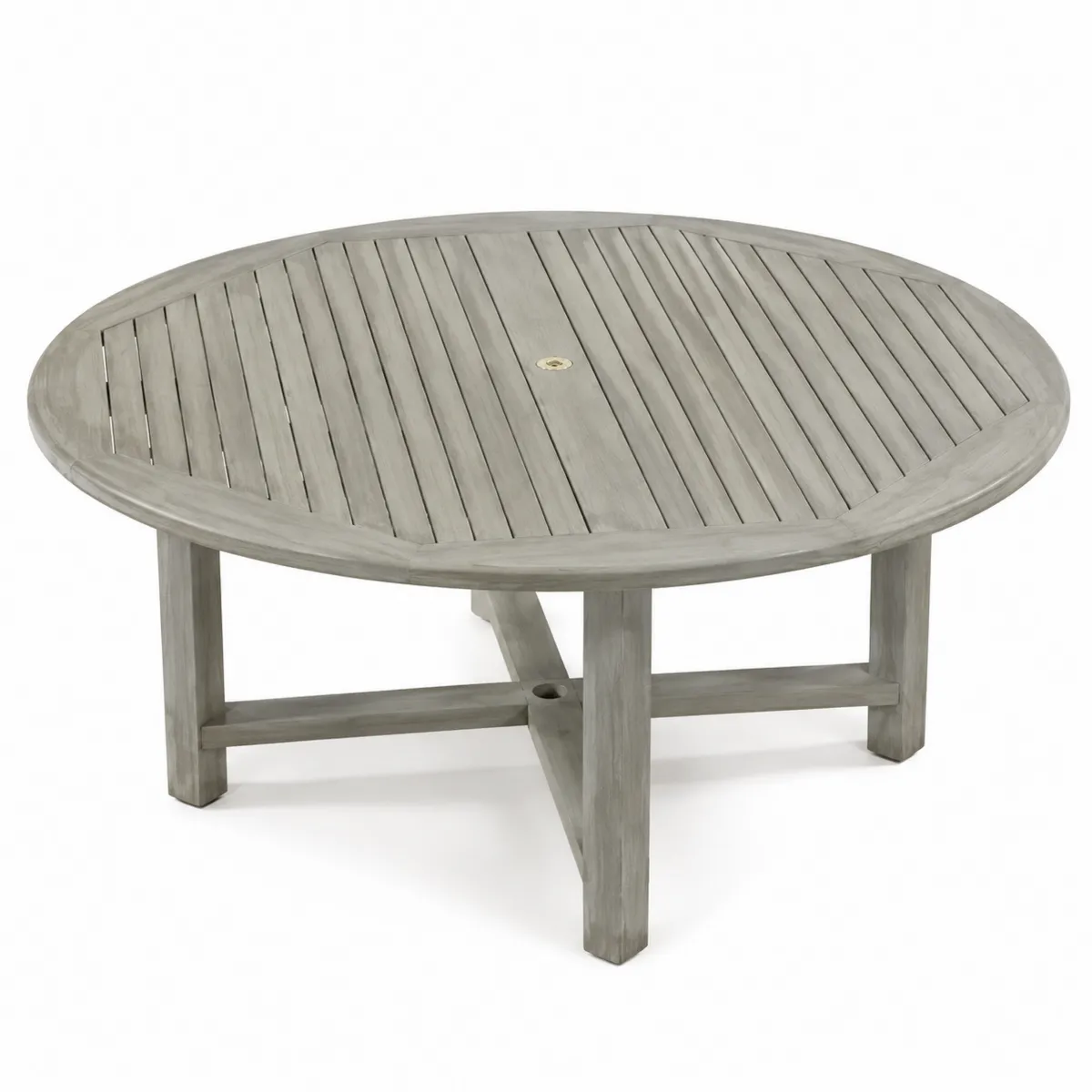 Tavolino da caffè da giardino rotondo in legno di acacia grigio-Hearthglowe