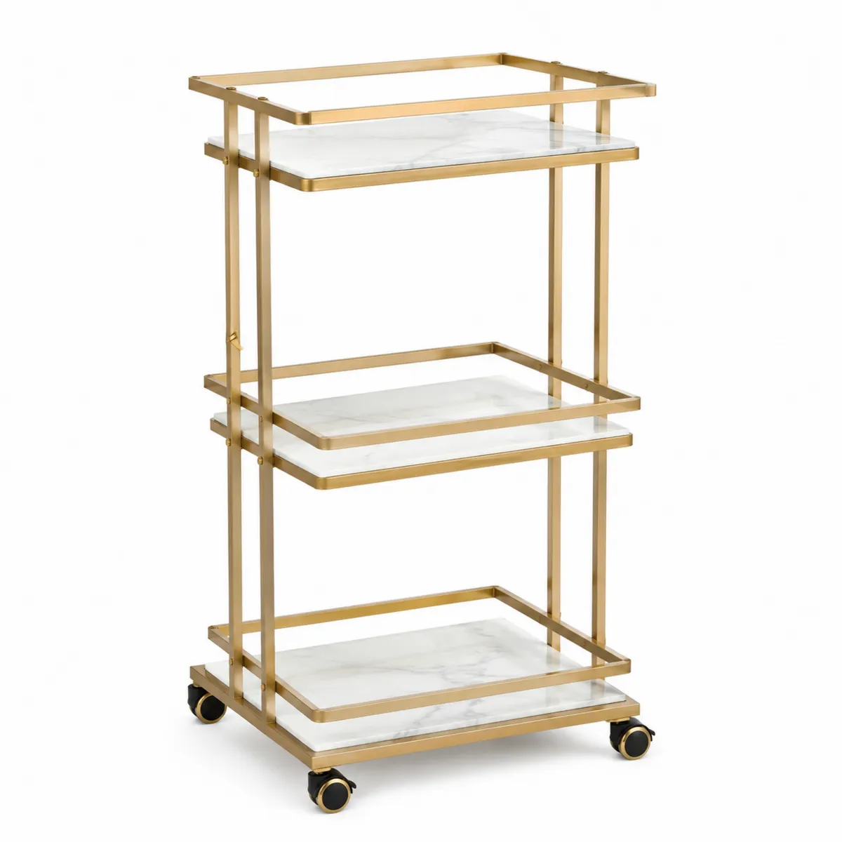 Carrello in Metallo con Ripiani Effetto Marmo-Hearthglowe