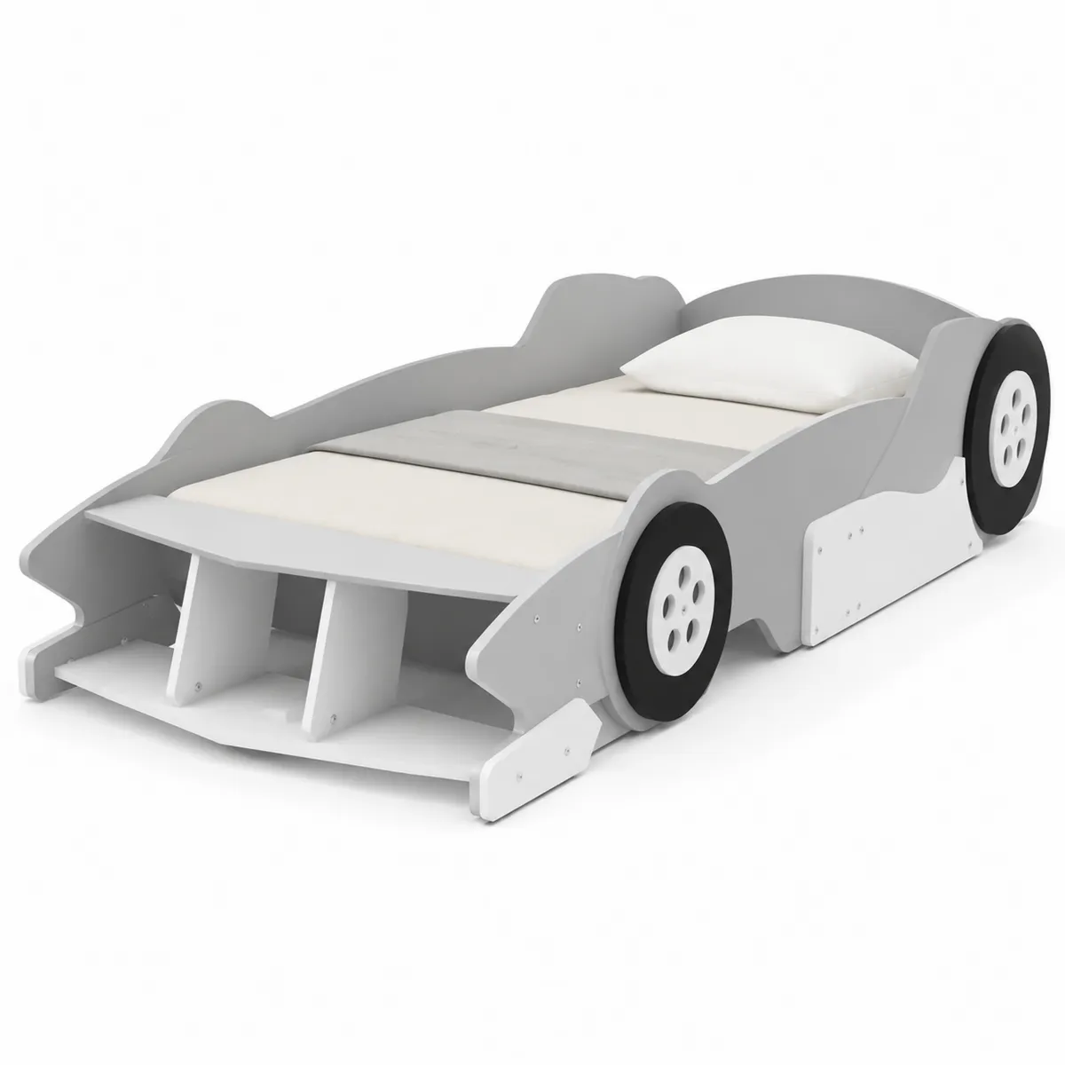 Letto per bambini a forma di auto in MDF e plastica Grigio-Hearthglowe