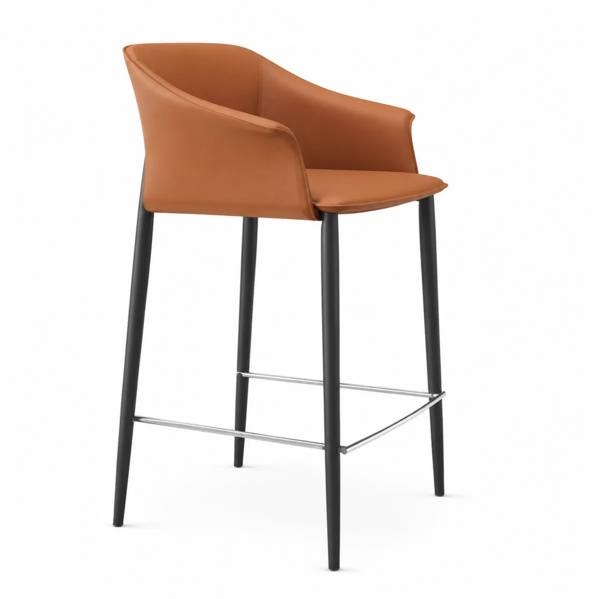 Sgabello da bar in pelle PU con gambe in metallo-Hearthglowe