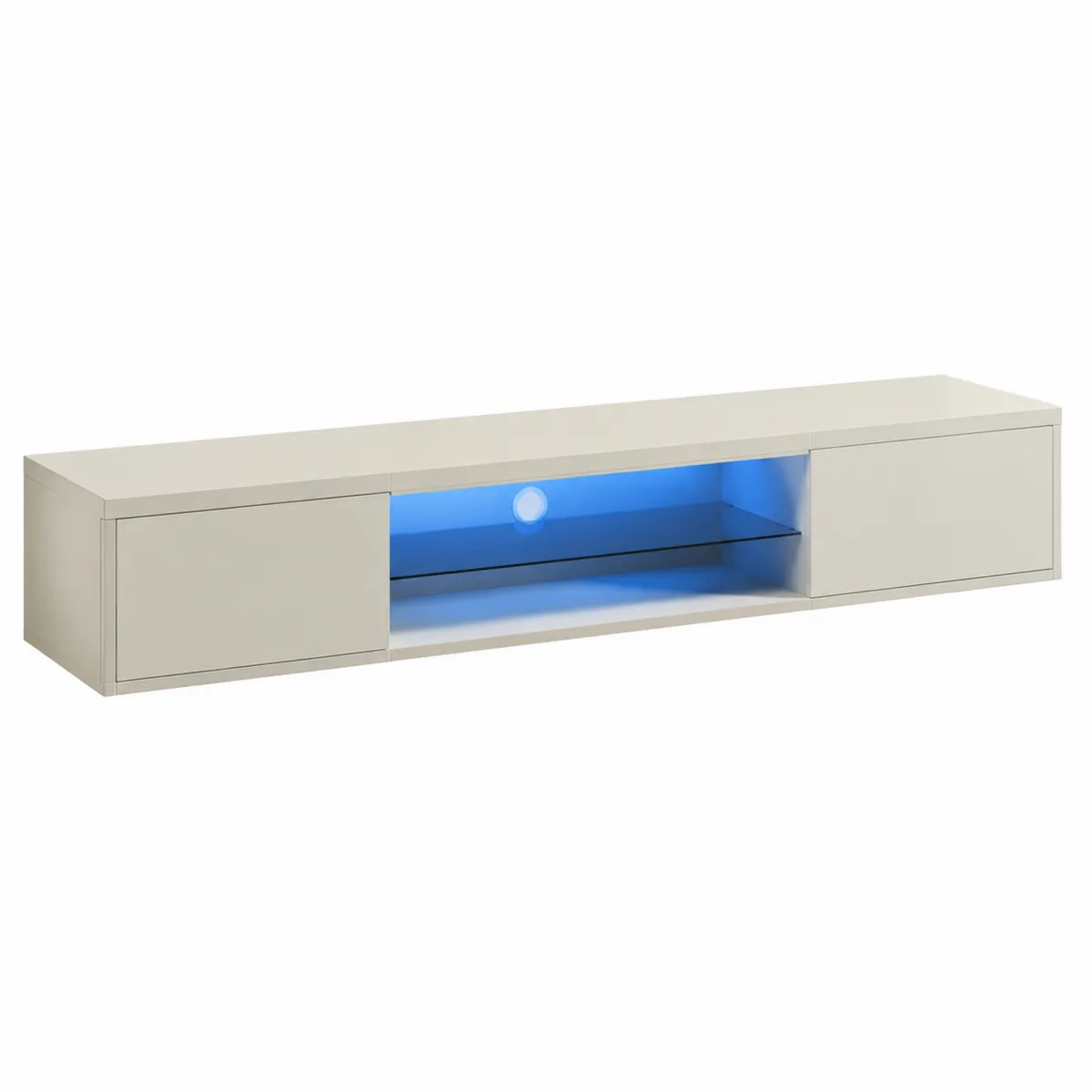 Mobile Porta TV in MDF e Vetro Temperato con LED Bianco 180x30x40 cm-Hearthglowe