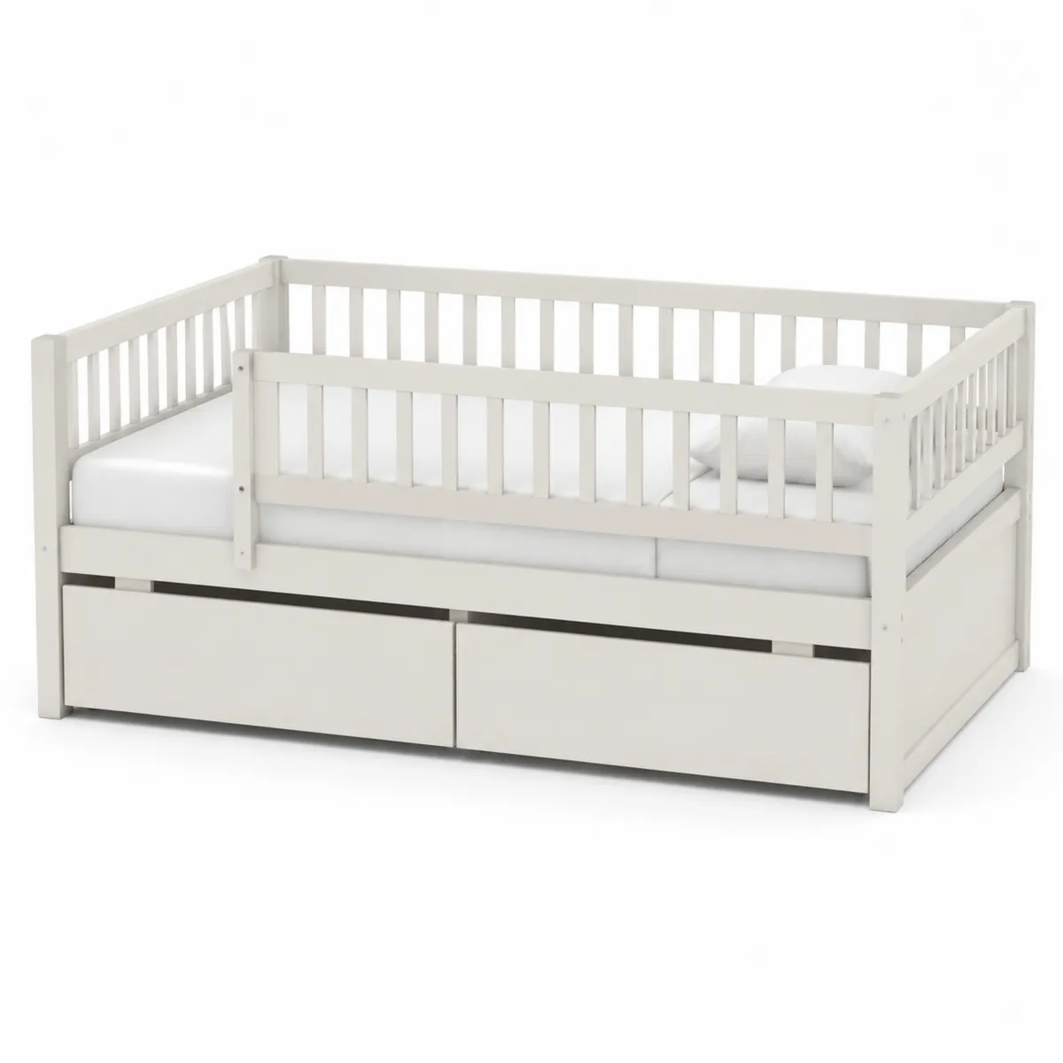 Letto Daybed con Cassetti in Legno Bianco 200x90x95 cm-Hearthglowe