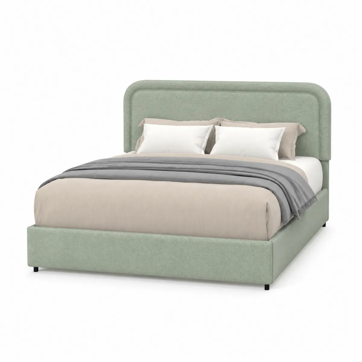 Letto matrimoniale in tessuto verde 200x180 cm con testiera imbottita-Hearthglowe