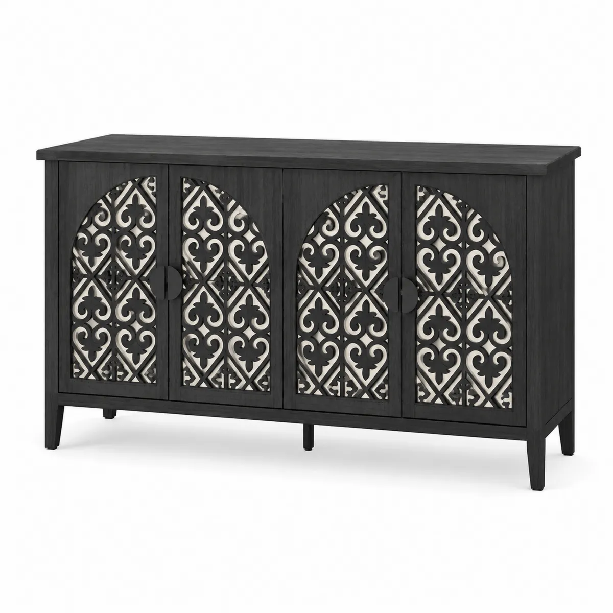 Credenza in legno con ante metalliche intagliate-Hearthglowe
