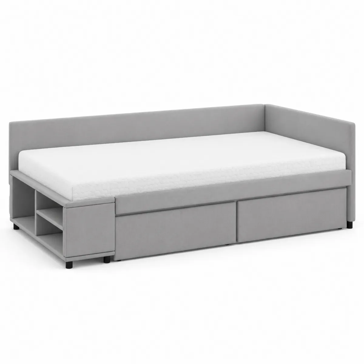 Divano Letto Singolo con Contenitore in Tessuto Grigio-Hearthglowe