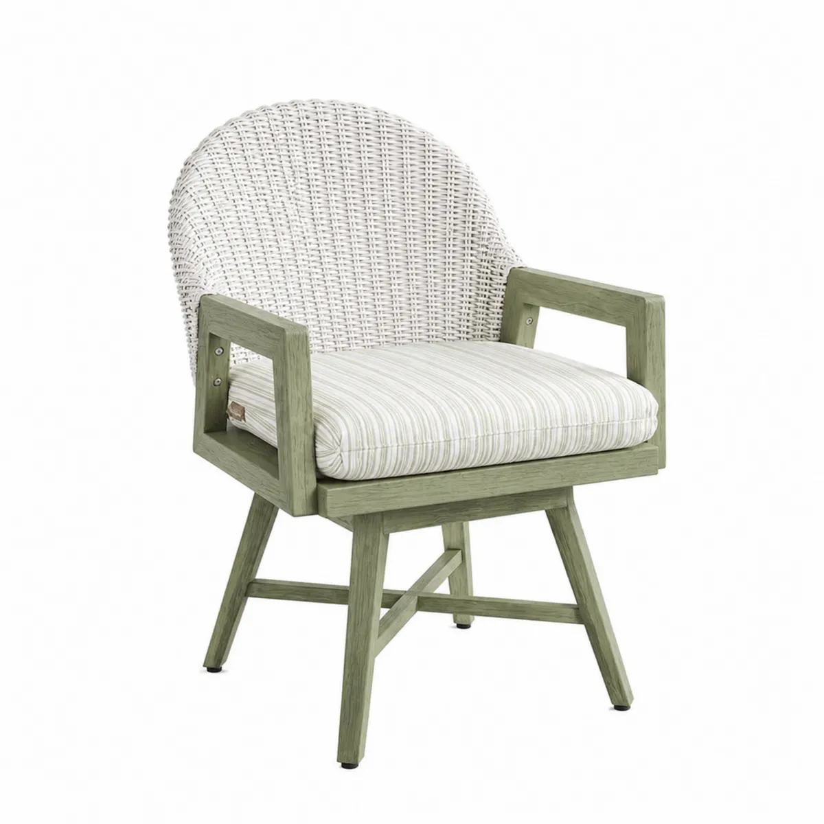 Sedia da giardino in legno e rattan con cuscino a righe-Hearthglowe